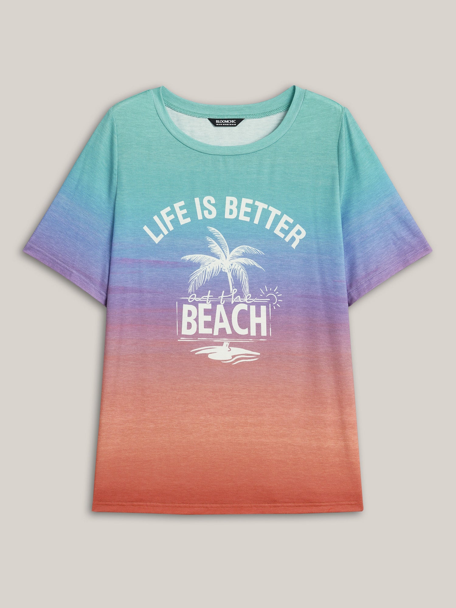 Gradient Beach Print Fitted T-Shirt