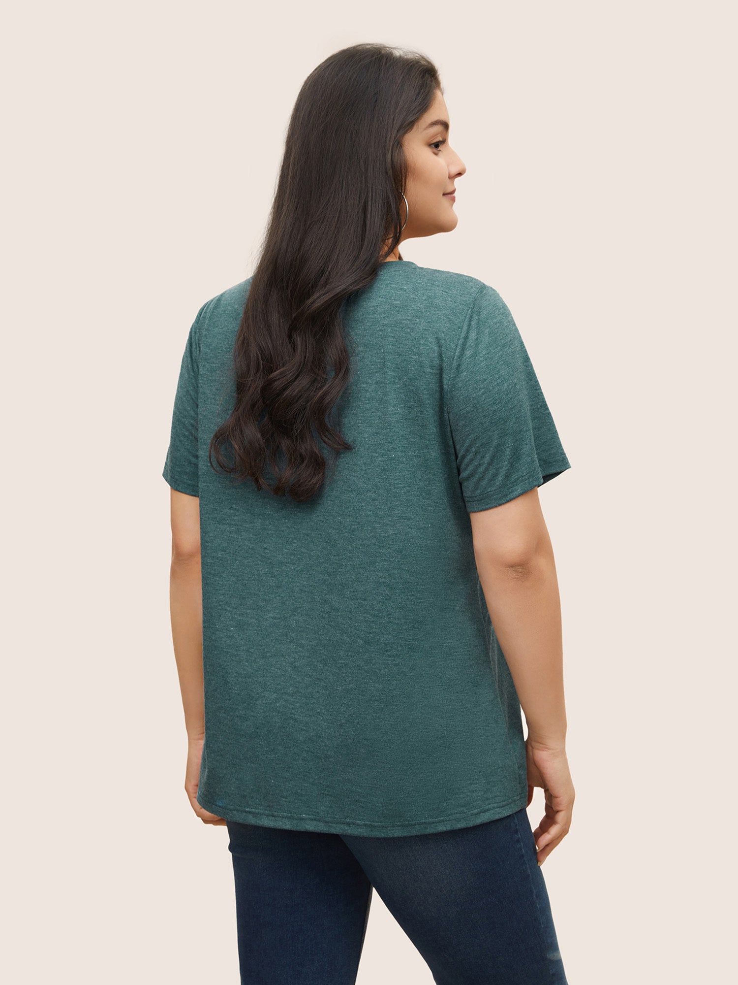 Solid Heather City Print Crew Neck T-shirt