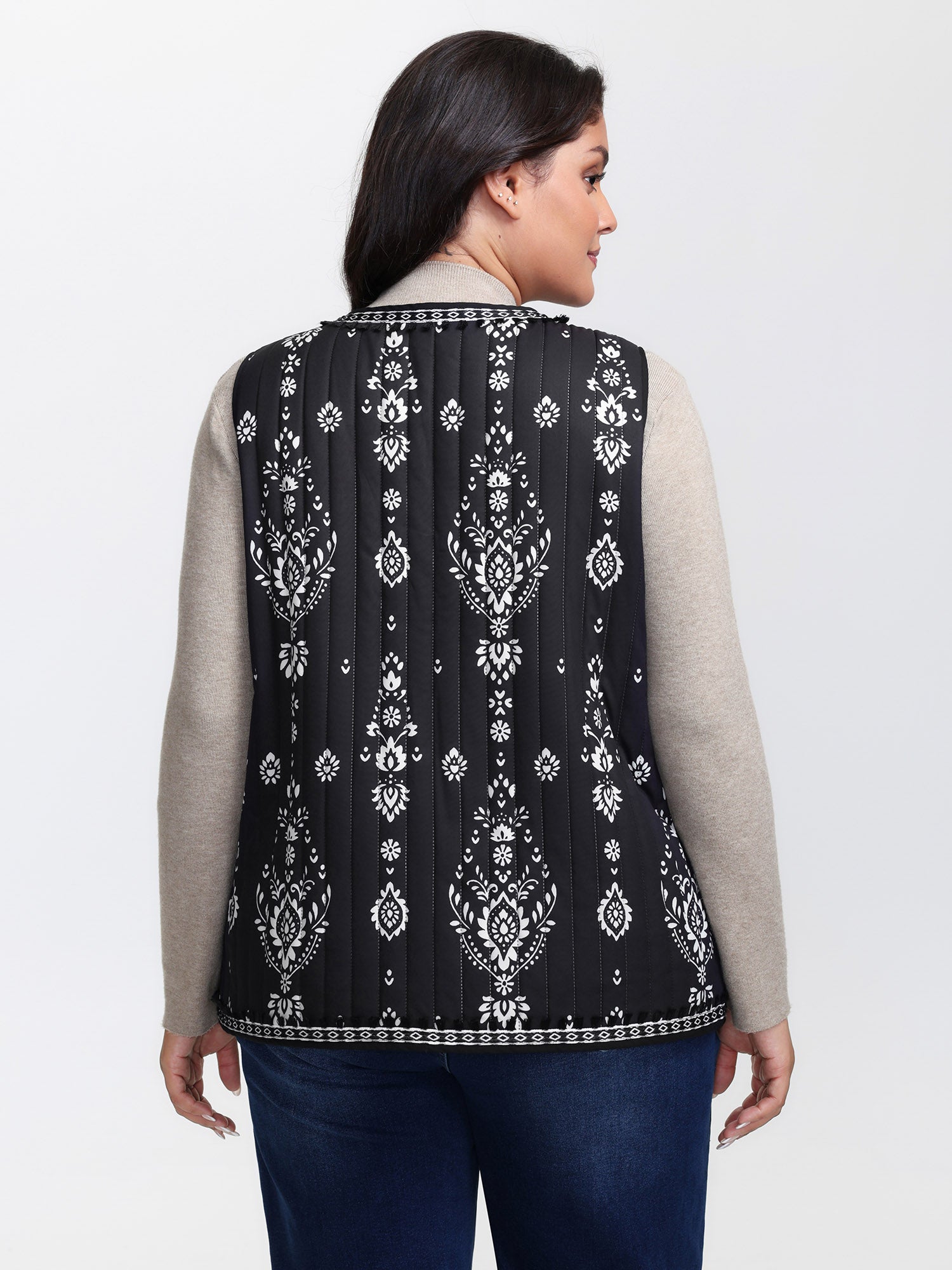 Boho Print Double Front-Tie Vest