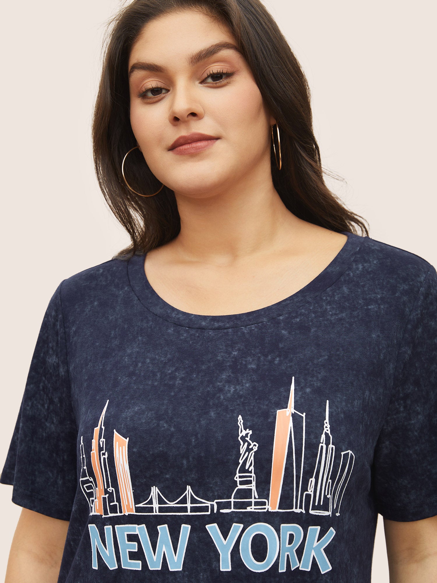 Vintage City Print Crew Neck T-shirt