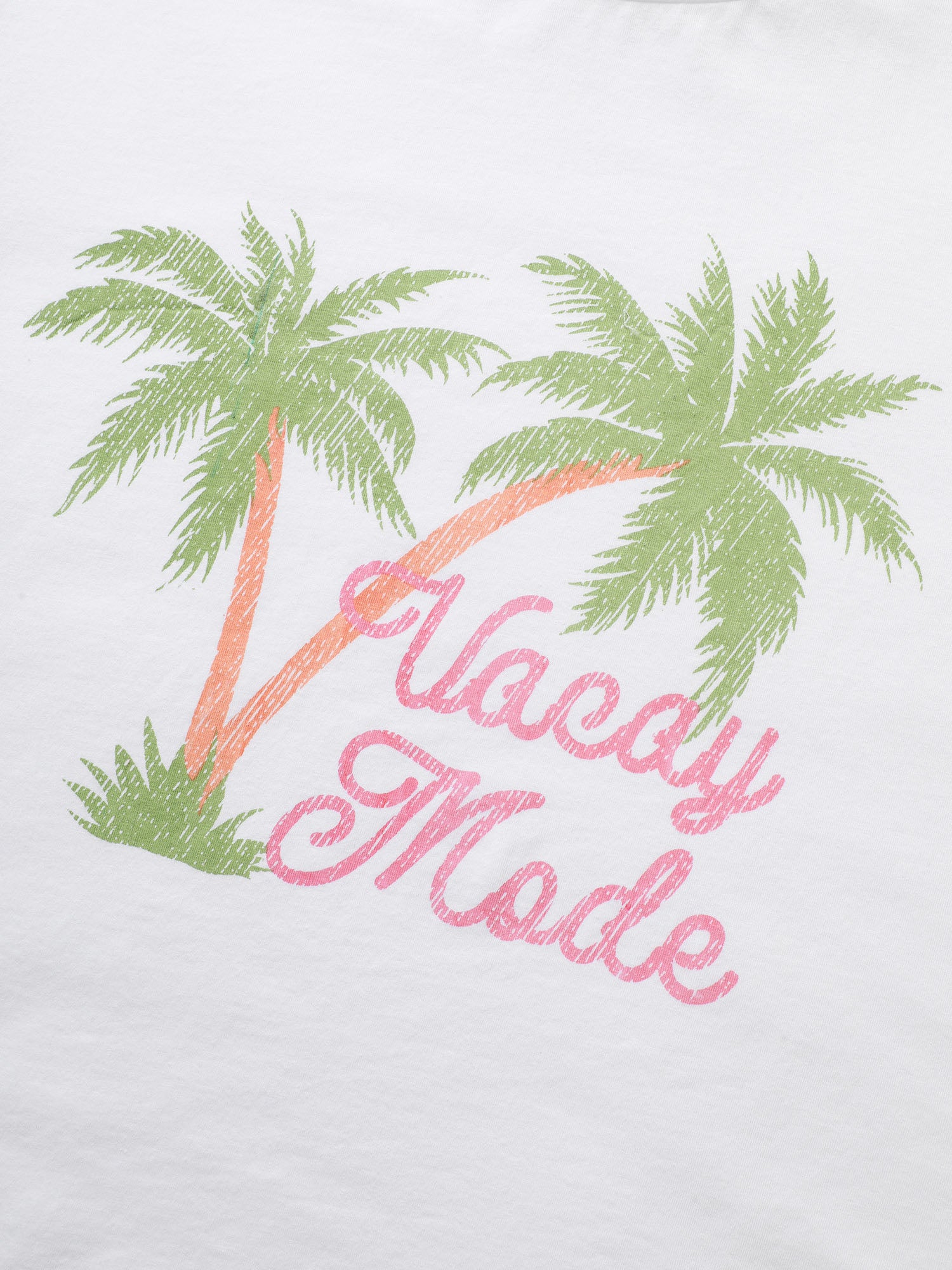 Cotton Vacation Tropical Print Round Neck T-shirt