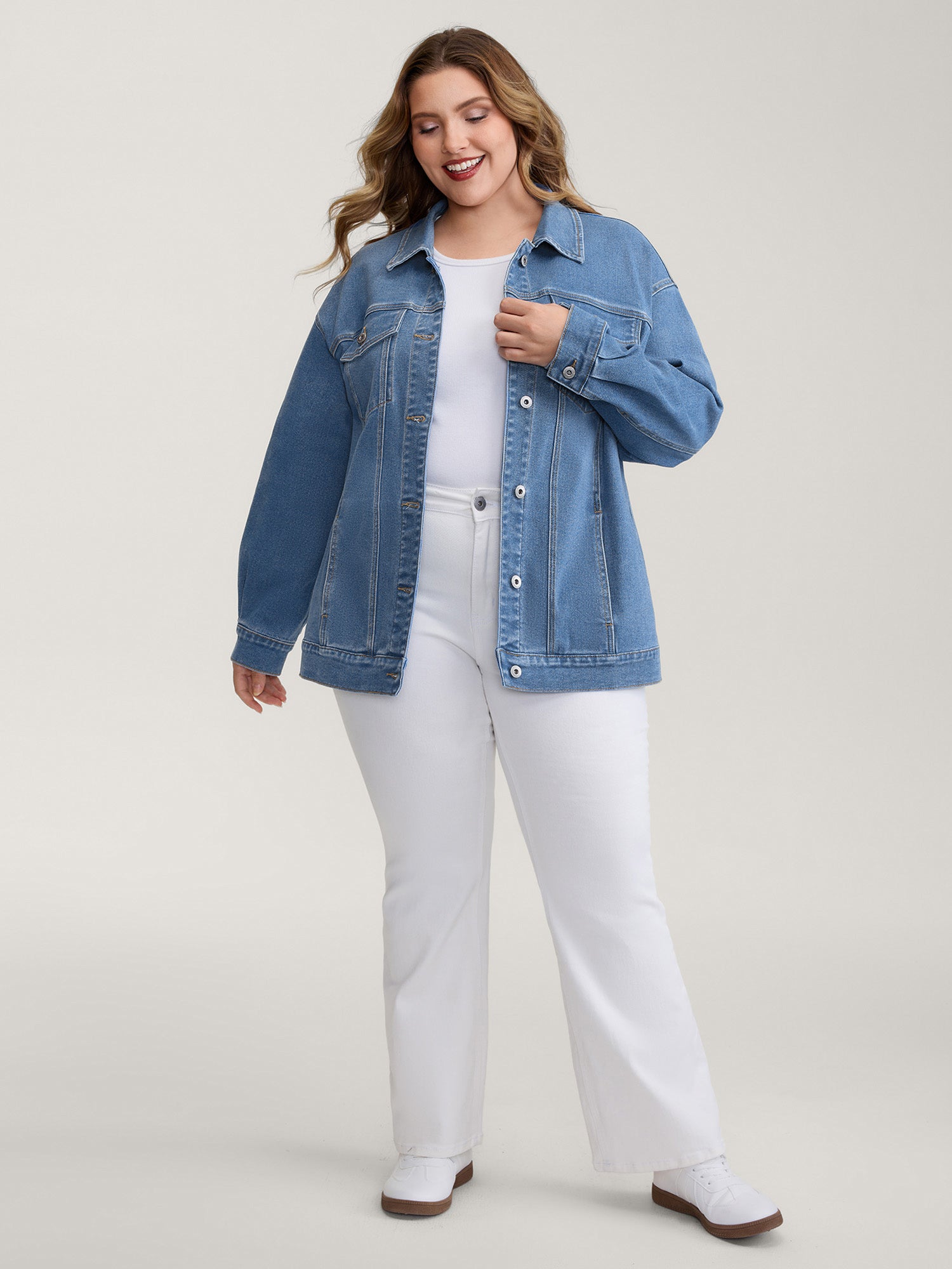 Supersoft Chest Flaps Button-Down Denim Jacket