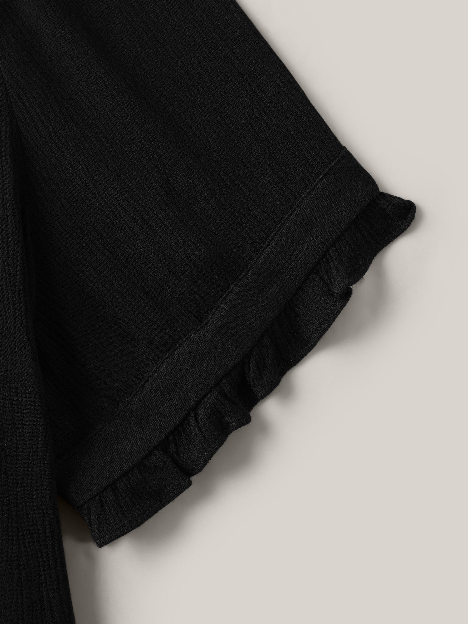 Textured Button Detail Pleated Solid Top