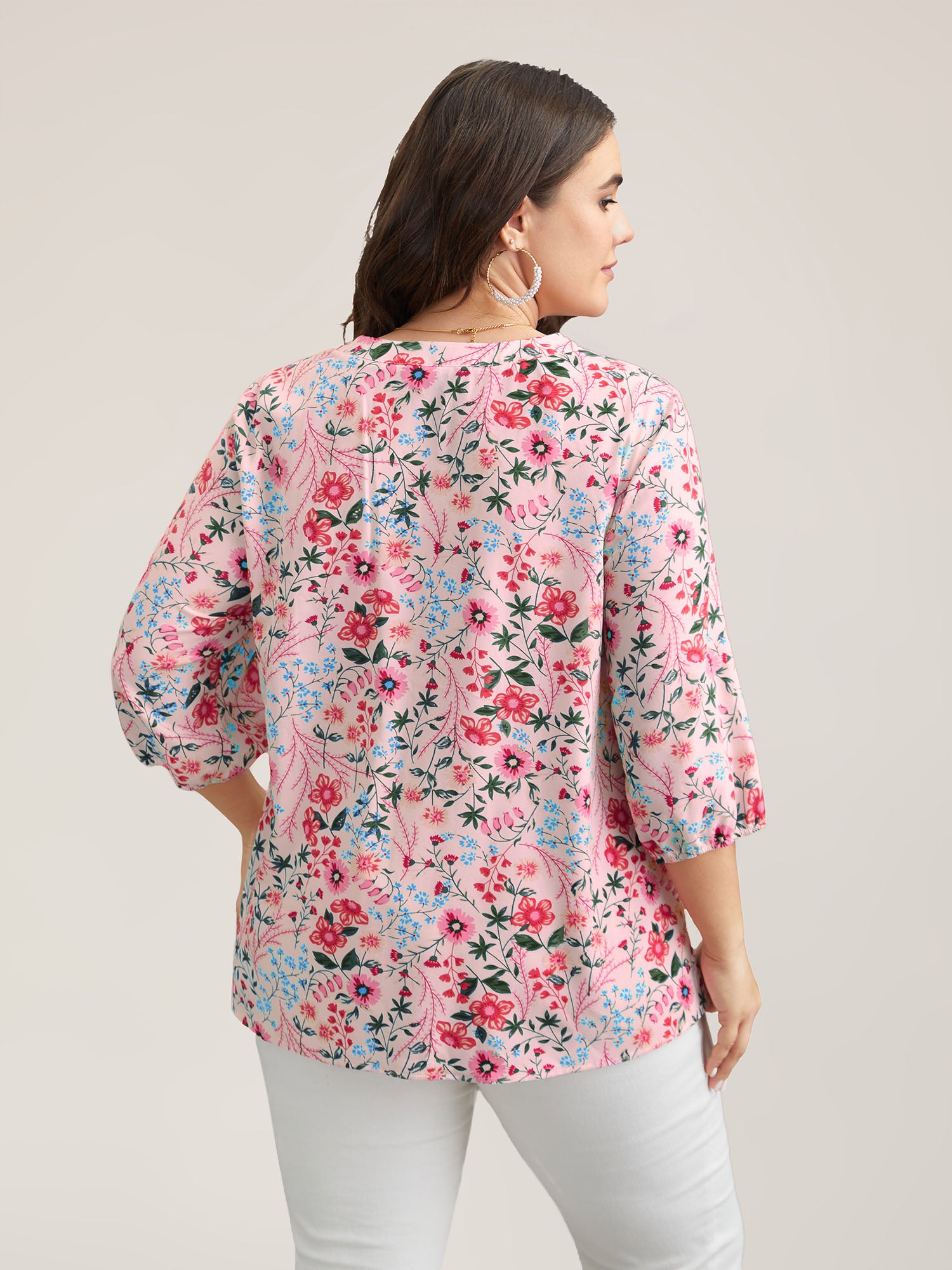 Floral Print Notched Collar Shirt