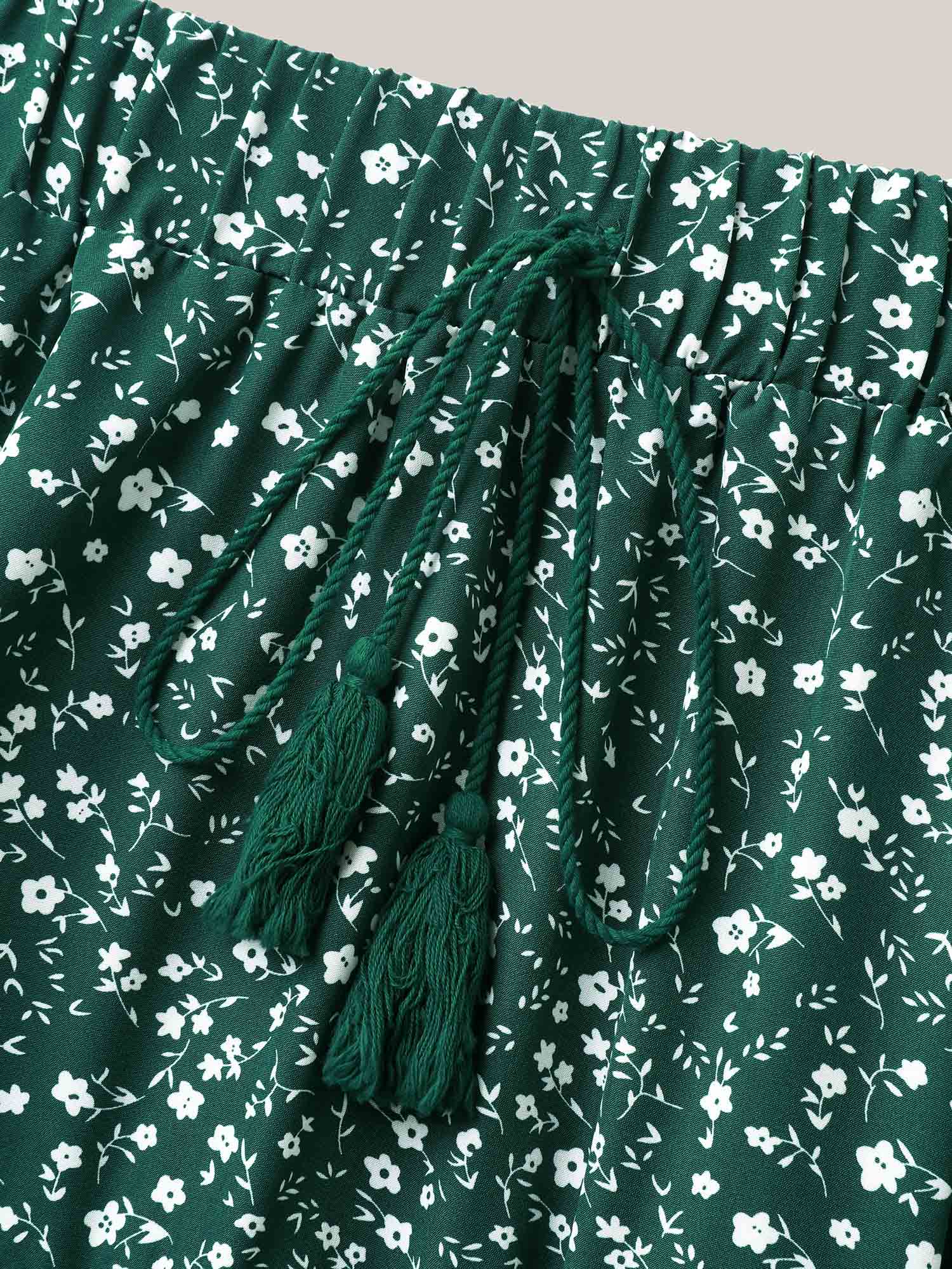 Ditsy Floral Print Tiered Tied Maxi Skirt