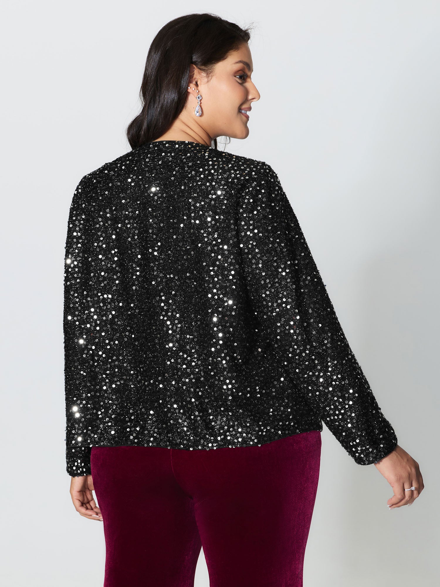 Sequin Bowtie Cropped Coat
