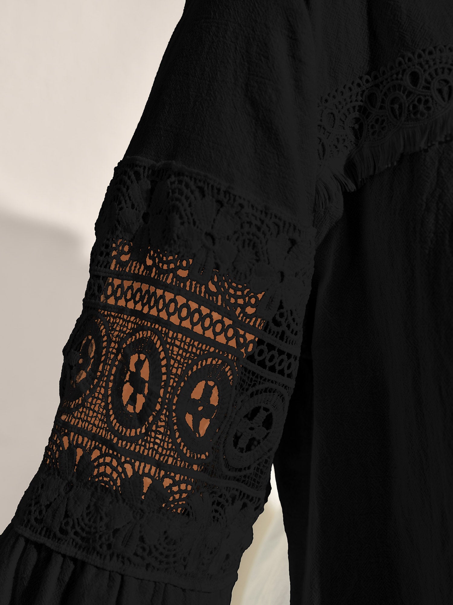 Pure Cotton Sheer Lace Trim Blouse