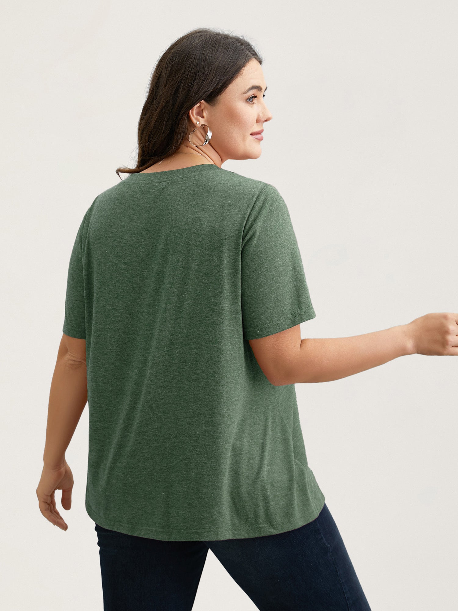 Nope Not Today Print Rhinestone Round Neck T-Shirt