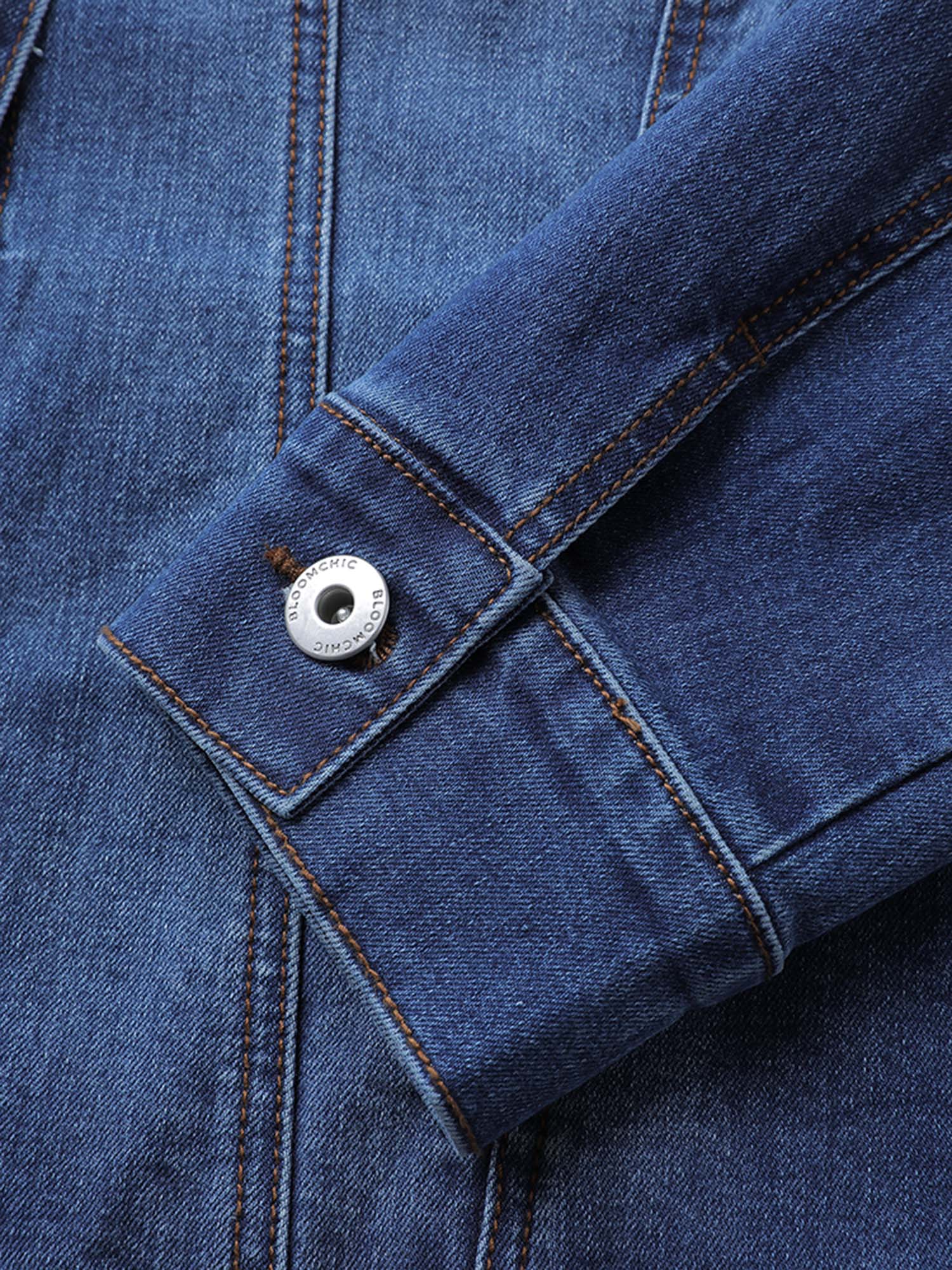 Seamed Chest Pockets Button Denim Jacket